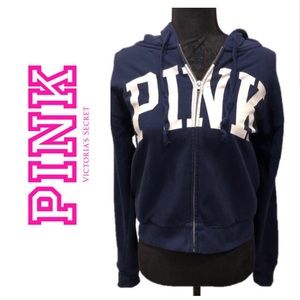 PINK | Navy Zip Up Sweatshirt